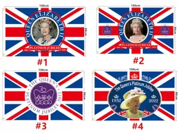 Najnowsza Królowa Elizabeth II Platinums Jubilee Flag 90 * 150 cm Union Jack Flaga Queens 70. rocznica Brytyjska pamiątka