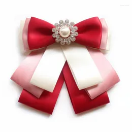 Pins Broschen Koreanische Band Bowknot Brosche Strass Perle Fliege Krawatte Hemd Kleid Kragen Mode Für Frauen Zubehör Seau22