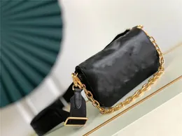 Designer Luxury BubbleGram Wallet On Strap W Chain Black Crossbody Shoulder Bag broderad quiltad kalvläder M81398 7A Kvalitet