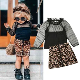 Citgeett Summer Kid Toddler Baby Girls Clothes Lace Tops Leopard Skirt Dresses Autumn Outfit Set 1-6Y J220711
