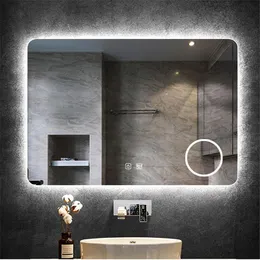 Lustro prostokątne łazienka inteligentne lustro z trzema kolorowymi światłem LED makijaż przeciw mibę podświetlenie 5x miota