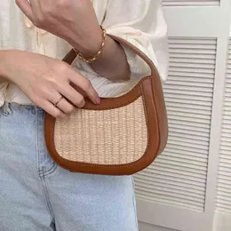 Bolsas aquecem couro de couro por mão única ombro diagonal de palha lazer feminino feminino