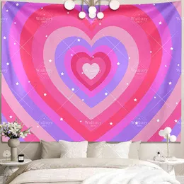 Heart Tapestry Bohemian Bedroom Wall Decoration Carpets Girl Fabric Tapearia De Parede J220804
