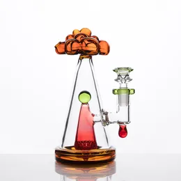 bubbler honeycomb bong recycler Gravity Hookah glass ash catcher hookahs Pump nozzle grape triangle thickened bongs oil rig bubble bong full height of 7.4 inches