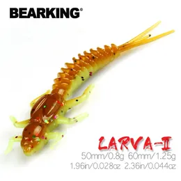 Мягкие приманки BEARKING Larva 50 мм 60 мм, искусственные приманки для рыбалки, силиконовые окуни, щука, гольян, приманка для плавания, отсадка, пластиковые приманки, червь 220726