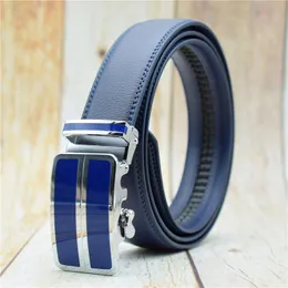 Cinture Cintura da uomo con fibbia automatica Blu / marrone / bianco / nero / rosso Larghezza 3,5 cm per cinturino da uomo in pelle di mucca 90-130 cm Cinture da uomo firmate