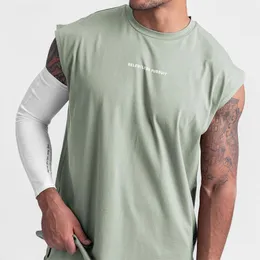 Men's T-Shirts Summer Sports T Shirts Breathable Solid Fitness Vest Loose Plus Size Sleeveless Jogging T-shirt Male Bottoming ShirtMen's
