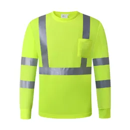 Odzież motocyklowa Rozmiar 5xl długie rękawowe koszulka bezpieczeństwa z odblaskowymi paskami Praca dla mężczyzny kieszeni ubrania budowlane robocze MOT