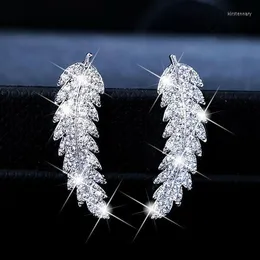 Stud Selling Trendy Leaf Real Silver Color Korean Earrings For Girl Lovers Love Party Gift Jewelry Drop Moonso E5494Stud Kirs22