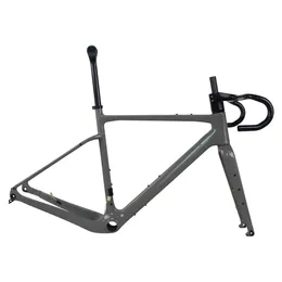 Flat Mount Disc Brake Gravel Bike Frame GR044 Di2 and Mechanical Compatible Carbon Fiber T1000 Custom Gray Paint