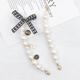 Länkkedja Ziccowong Simulerad Pearl Bowknot Bracelert Lanyard Mobiltelefon Kvinnor pärlstav mobiltelefonfodral hängande smycken