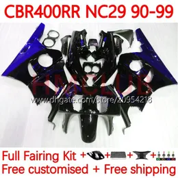 Body Kit für HONDA CBR400 RR NC29 CBR 400 RR CC NC23 400CC 88-99 Karosserie 131No.12 CBR400RR 94 95 96 97 98 99 CBR 400RR 1994 1995 1996 1997 1998 1999 OEM Verkleidung blaue Flammen