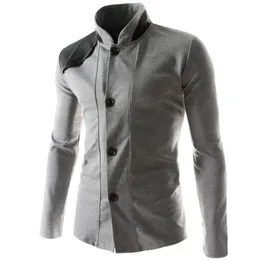 Men's Suits & Blazers 2022 PU Stitching Suit Jacket Autumn And Winter Color Matching Casual Blazer 5 Colors Plus Size Men