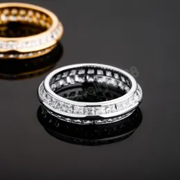 Charm High Quality Male Female Rings Gold Bling Bling Baguette Zircon Ring Fashion Hip Hop Jewelry for Party Gift