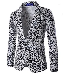 Abiti da uomo Blazer All'ingrosso- 2022 Fashion Cool Dance Nightclub Suit Jacket Uomo White Leopard Print Design Taglia XXXL1