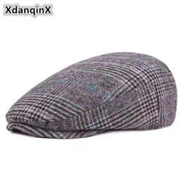 XdanqinX Winter Hat Men Casual Fashion Cotton Berets Outdoor Checkered Tongue Cap Male Bone Dad's Hat Trucker Caps for Men J220722