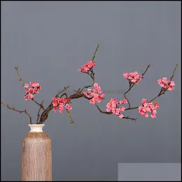 87Cm Artificial Flowers Simation Cherry Blossom Branch Dried Flower Plants Wedding Home Garden Table Decor Christmas Tree 8 Pcs Drop Deliver