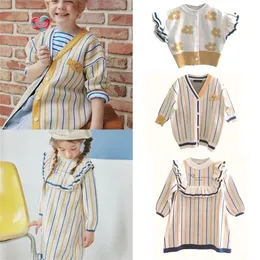 RJ Autumn Winter Kids Sweaters For Boys Girls Cute Stripe Knit Cardigan Baby Child Cotton Outwear Clothes Tellder LJ201128