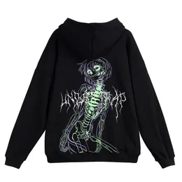 Fluorescent Skull Man Harajuku Hoodie Swatshirt Hip Hop Streetwear Hoodie Casual Cotton Pullover Sweatshirts 201130