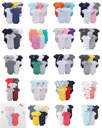 5pcs / lot set 6-24m baby bomull bodysuit barn kläder tjejer shorts pojkar bodysuits barn jumpsuit barn kläder uppsättningar för flicka och pojke