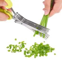 Multi-functional Stainless Steel Kitchen Knives 5 Layers Scissors Sushi Shredded Scallion Cut Herb Spices Scissors Cooking Tools 1000pcs