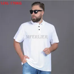 Wysokiej Jakości Letnie Mężczyźni Koszula Polo Krótki Rękaw Duży rozmiar 10XL 11XL 12XL Letter ICE Silk Tees Coll Down Collar Loose Tops 54 70 220408