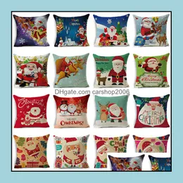 Pillow Case Bedding Supplies Home Textiles Garden Ll Santa Claus Christmas Tree Snowman Elk Cotton Line Dhwqo