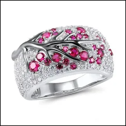 Band Rings Xmas New Flower Ring Creative Plum Blossom for Women Black Gold Color Engagement Jewelry Charm Kvinnlig Dr Bdehome DHJ1F