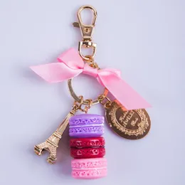 Keychains France Effiel Tower Gifts Woman Luxury Macarons Cake Keychain On Bag Purse Handbag Charms Car With Present BoxKeyChains Fier22