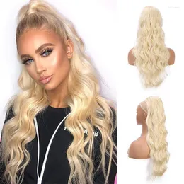 Sentetik peruklar XQ Saç Uzun Dalgalı At kuyruğu Çizme Klipsi Kadınlar İçin Saç Parçasında Sarışın Siyah Isı Direnç 24 inç Tobi22