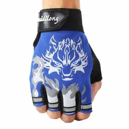 1 Pair Unisex Kids Anti slip Breathable Bike Bicycle Motorcycle Half Finger Gloves Outdoor Cycling Hand Protect Wear 220624