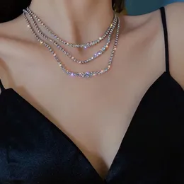Fashion Shining Full Rhinestone Collane di girocollo per donne Gioielli Geometrici Crystal Collane di lusso semplici