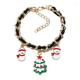 Link Chain Metallic Santa Claus Christmas Bracelet Pendants Drop Ornaments Xmas Decor For Home Navidad Noel Year Fawn22