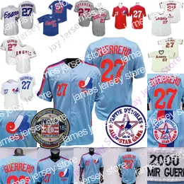 James Montreal Expos Jersey Vladimir Guerrero Vintage 2000 Mavi Kırmızı Mesh Beyaz Külkü Düğmesi Pinstripe Gray 2018 Şeref Salonu Yaması