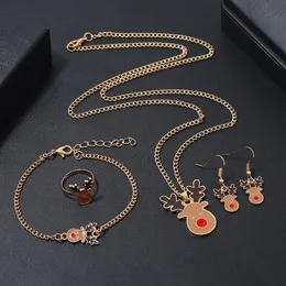 Naszyjniki wisiorek U-Magical Christmas Emali Brown Elk Suit Dangle Kolczyki Pierścienie Bracelety dla kobiet złoto metalowy łańcuch imprezowy Jewellerypendan