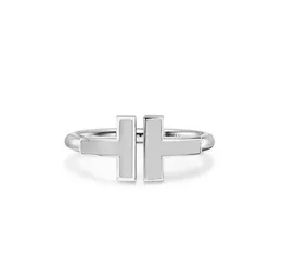 Den nya dubbla T-formade öppningen 925 Sterling Silver Band Rings, 1.1 Med original logotyp Fashion Woman Jewelry