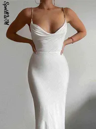 Kobiet łańcucha bodycon midi sukienka 2022 Seksowna v szyja bez pleców czarne sukienki na imprezę bez rękawów Summer elegancki klub plażowy T220816