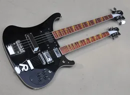 Black Black 4 i 6 Strings Podwójna gitara elektryczna Ricken z czarnym pickguardem można dostosować