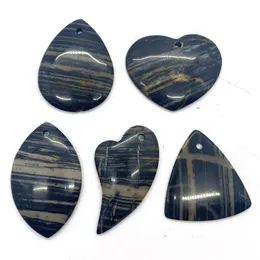 Charms Natural Stone Pendant Black Mesh Zebra Stripes 5st Rund vattendroppar för smycken armband och halsband som gör leveranser av skärmar