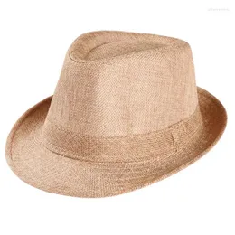 Unisex Trilby Cap Beach Sun Straw Hat Band Sunhat 18gu11