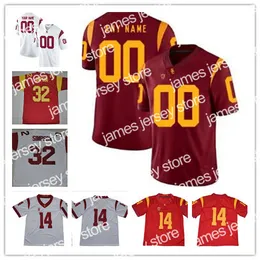 James Custom USC Trojans 2019 Football أي اسم رقم Red White 32 OJ Simpson 9 Juju Smith-Schuster 18 JT Daniels Seau Bush NCAA College Jersey