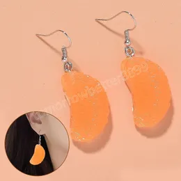 한국어 사랑스러운 과일 오렌지 매달려 귀걸이 크리 에이 티브 유행 수지 귀걸이 귀 쥬얼리 귀여운 성격 보석 선물