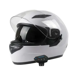 オートバイヘルメット外部 Bluetooth ヘルメットデュアルレンズキャスコモトクールフルフェイスブラックバイク Mod