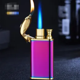 Neuestes aufblasbares Butan-Feuerzeug mit Doppelflamme, kein Gas, 2 Stile, wählen Sie winddichte Metall-Zigarettenanzünder, Rauchwerkzeug