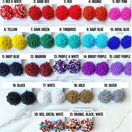 Stud Handmade Seed Bead Dome Earring for Women Girl Neon Color Wheel Ball Earrings Beadwork Studs - 21 Unikt ColorsStud Studstud