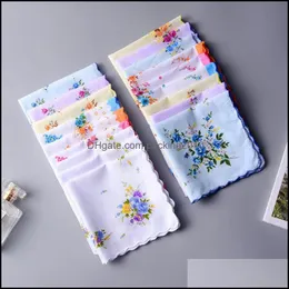 Handkerchief Home Textiles Garden 100% Cotton Towels Ladies Floral Party Decoration Cloth Napkins Craft Fashion Hanky Oman Wedding Gifts D