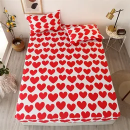 Red Heart Summer Spring Home Madrass runda monterat ark LINEN COVER SBANA, 90*200*30 cm, 150*200*30 cm, 180*200*30, (ingen örngott) 220514