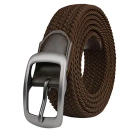 Belts Drizzte plus size 130 150 160 170 180 190 cm Brown trançado tecido elástico cinto de cinturão para homens para grandes e altos altas biéis de qualidade