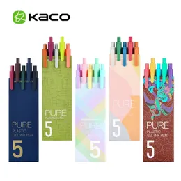 5pcspack kaco gel pen kawaii sign sign with refill for xiaomi gel pen 05mm color Ink Cute Office Stationery Supplies 220714