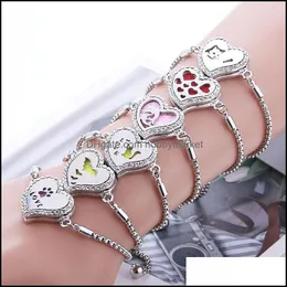 Charm Bracelets Jewelry Crystal Per Bracelet Essential Oil Diffuser Aromatherapy Locket Heart 316L Stainless Steel Drop Delivery 2021 Wn5Ly